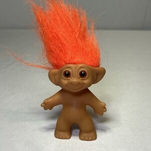 Vintage Uneeda Wishnik Troll Doll Collectible Toy Bright Orange Hair Cute